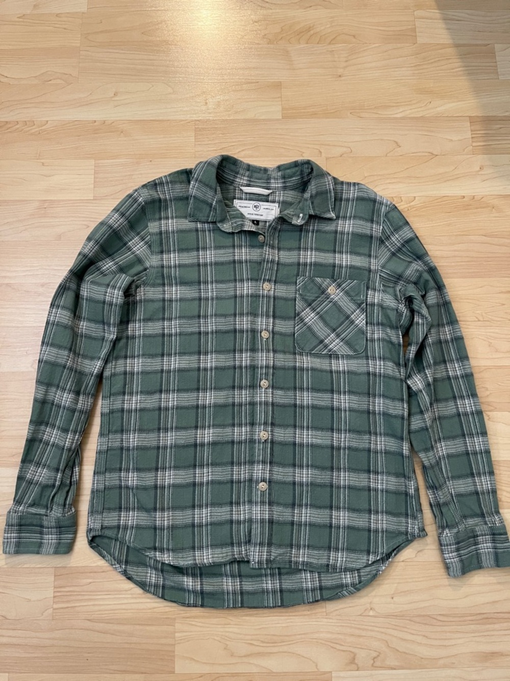 Rogue Territory Oxford Shirt Sage Herringbone Plaid Flannel Style Large - Picture 2 of 9